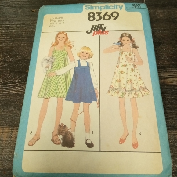 Vintage Simplicity Sewing Pattern 8369 Girls Jumper Dress Size 7-8 Sundress 70s - Picture 1 of 2